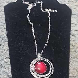 Paparazzi Silver Necklace with Red Pendant
